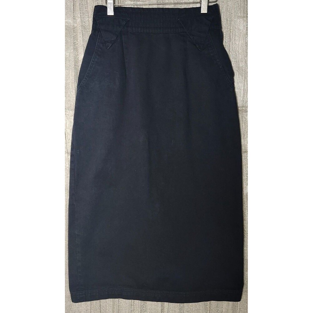 Catrina Vintage Black Denim Pencil Skirt High Waist Pinup Retro Rigid Cotton - 9